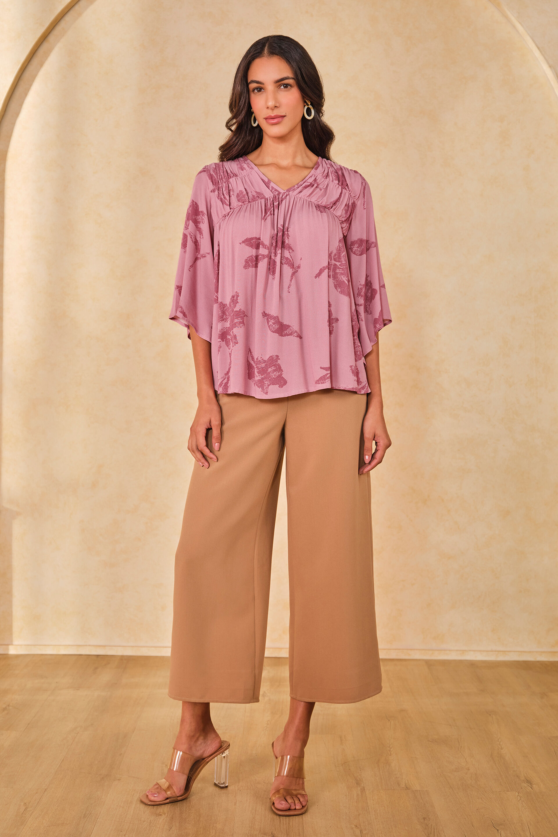 Flamingo Flounce Viscose Blouse, Pink, image 2